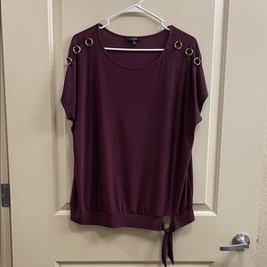 AUW Women's Plum Blouse with Ring Accents